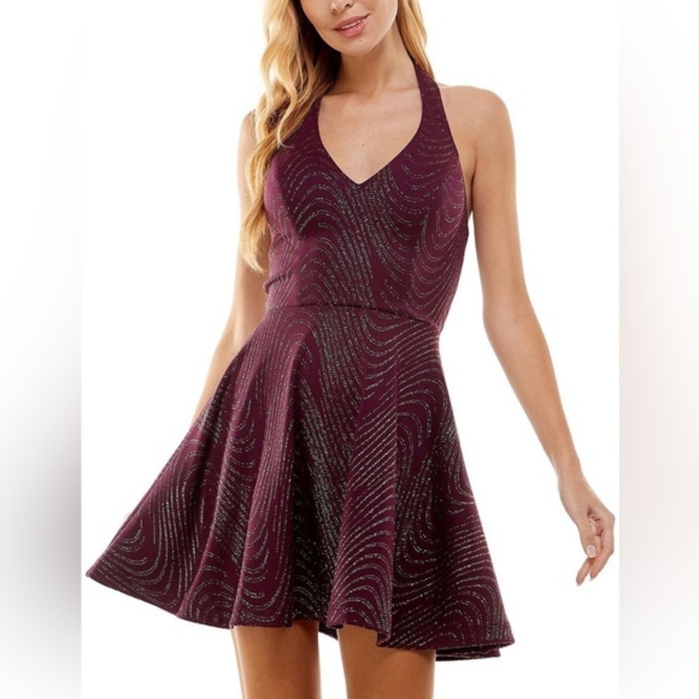 Juniors Womens Sparkling Mini Halter Dress Size XS,S,L,XL